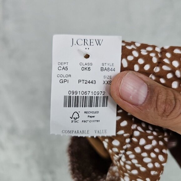 J. Crew Skirt Womens Size XXS Brown Polka Dot Side Slit Elastic Waist Lined NWT - Picture 4 of 7
